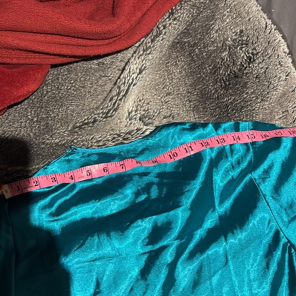 Vintage Teal Olga style lace trim long sleeve  night dress Sz M - Picture 15 of 16